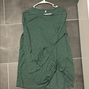 Forest Green Long Sleeve Knot Side Top